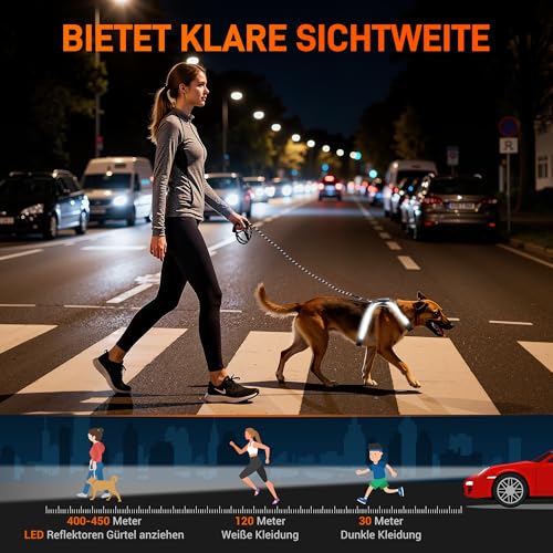 HENMI Hundegeschirr Leuchtend mit Hundeleine, Air-Mesh Leuchtgeschirr für Mittlere Hund, LED Aufladbar Reflektierend Geschirr Set für nächtliche Spaziergänge