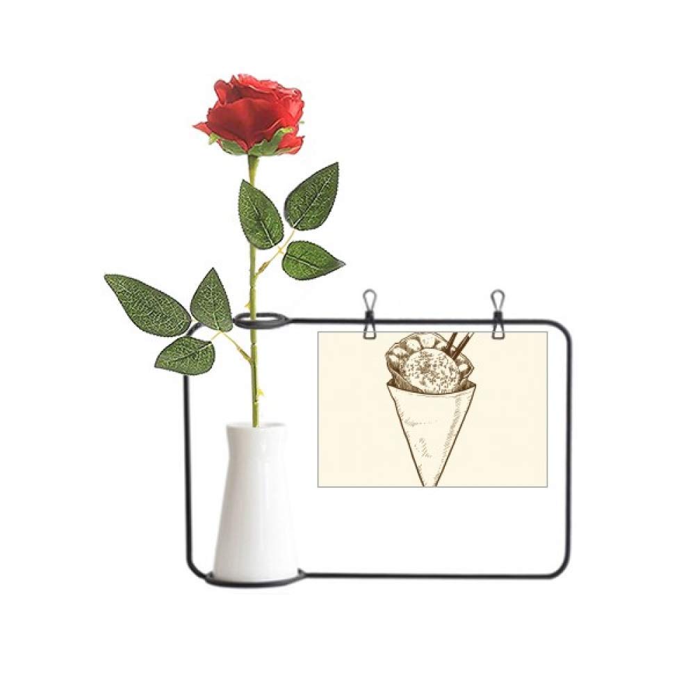 Roses artificielles et cône de sésame suspendus en vase pour un cadeau idéal