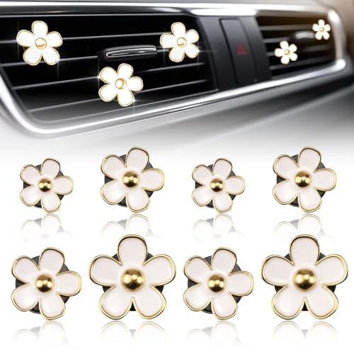 Daisy Vent Decorative Clip - 8PCS Cute Air Freshener Vent Clip, Car Decoration (White)