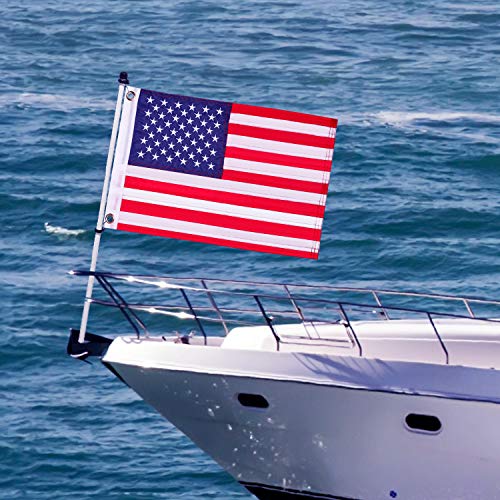 HOOSUN American Flag 12.5\" x 18\" Boat Flag Embroidered Stars USA Flag Boat Marine Bike Car Flag Banner with 2 Brass Grommet,USA Flag for Indoor and Outdoor