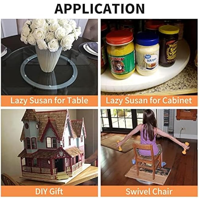 TamBee 16 Inch Lazy Susan Hardware Heavy Duty Metal Rotating Hardware Large Turntable Bearing Ring Lazy Susan Kit Parts Mechanism for Puzzle Board, Dining Tables(Base Only, Black)