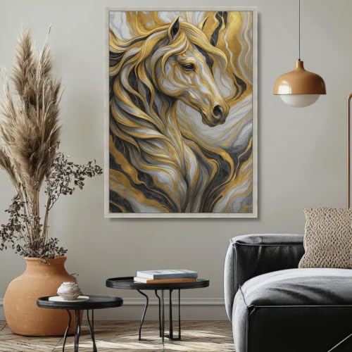 Tableau abstrait de cheval décoration murale salon moderne 50x70 - 4