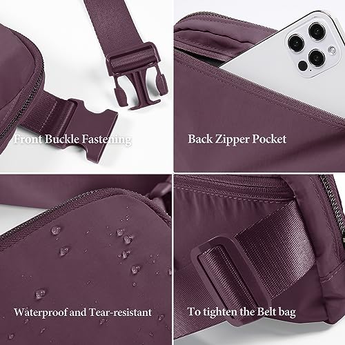 Image of ODODOS Unisex Mini Belt Bag with Adjustable Strap Small Fanny Pack for Workout Running Traveling Hiking, Plum