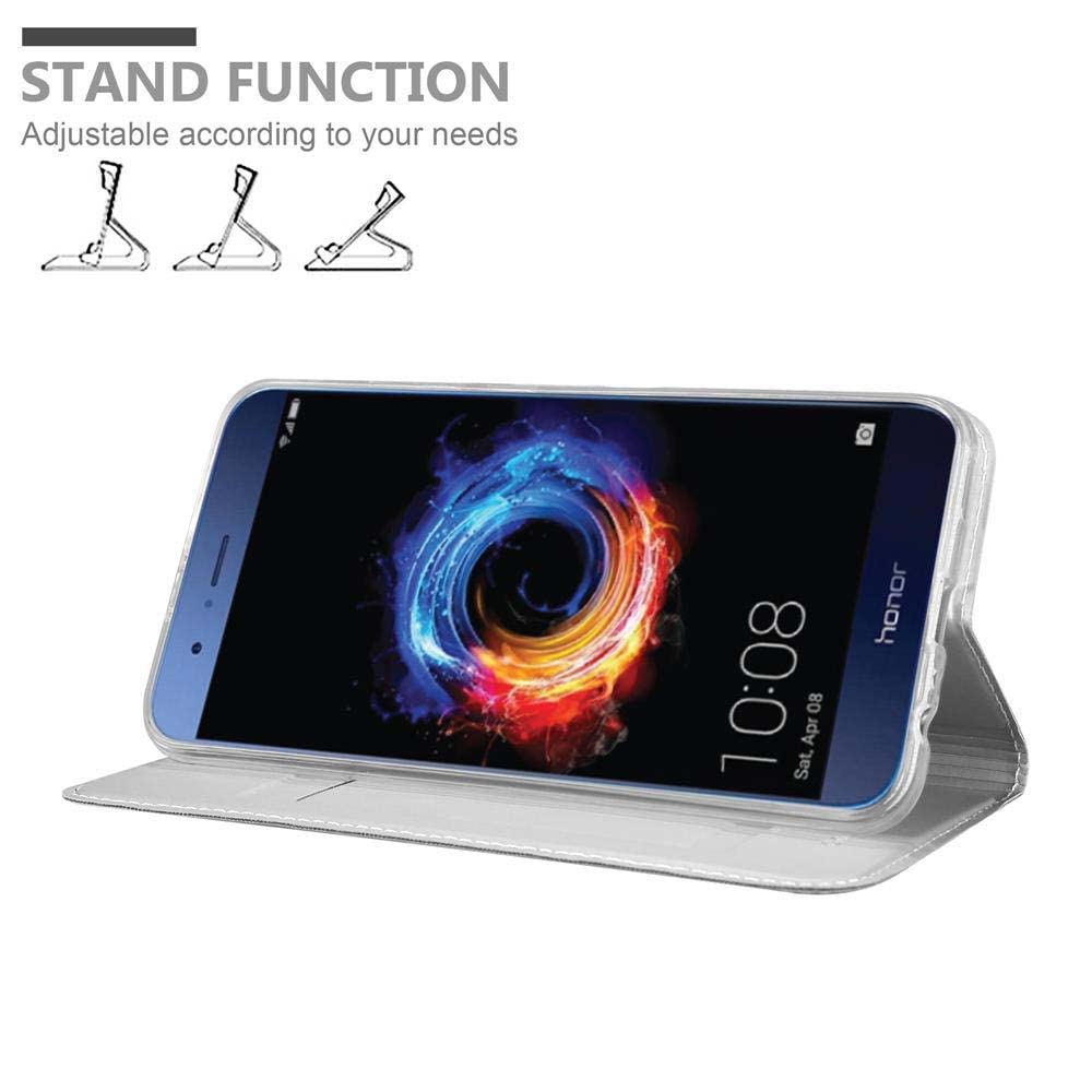 Custodia Portafoglio Per Honor 20 Pro: Cover Libro Con Slot Carte E Chiusura Magnetica, Grigio/Nero - 3