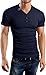 AIYINO Mens T-Shirts With Short Sleeve Slim Fit Button Placket US L Navy