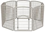 IRIS Exercise 8 Panel Pen Panel Pet Playpen with Door - 34 Inch, Chrome