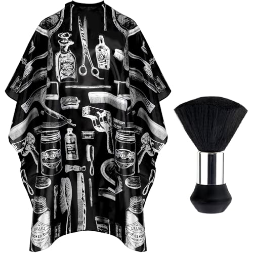 FEBSNOW Hair Cutting Cape Kit,Professional Barber Cape with Neck Duster Brush for Adults Waterproof...