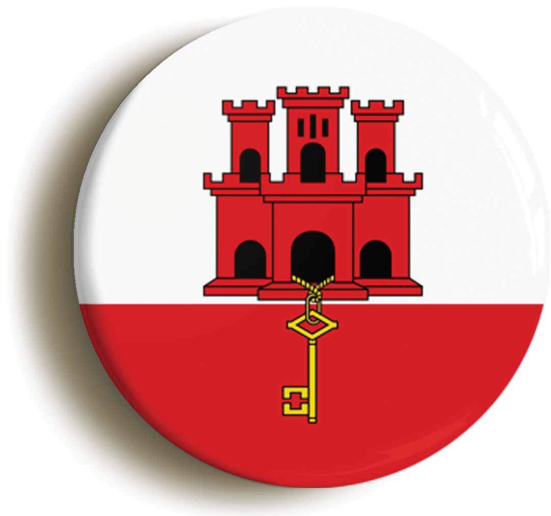 Gibraltar Flag Fridge Magnet (Circular 2inch / 50mm Diameter)