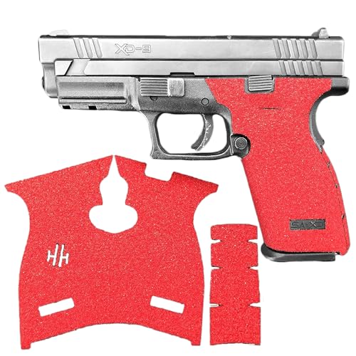 Handleitgrips Gun Grip Tape Compatible with Springfield XD 9/40 - Red Sandpaper Pistol Grip Tape, Easy Installation, Gun Parts & Accessories, Veteran Owned, Made in USA