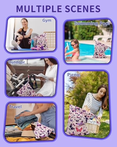 Image of babygoal Wet and Dry Pockets for Baby Nappies, Washable Travel Bags, Beach, Pool, Gym Bag for Swimsuits and Wet Clothes, with Two Zip Pockets, Girl colour: 44, 30cm x 36cm, Wet and Dry Bag