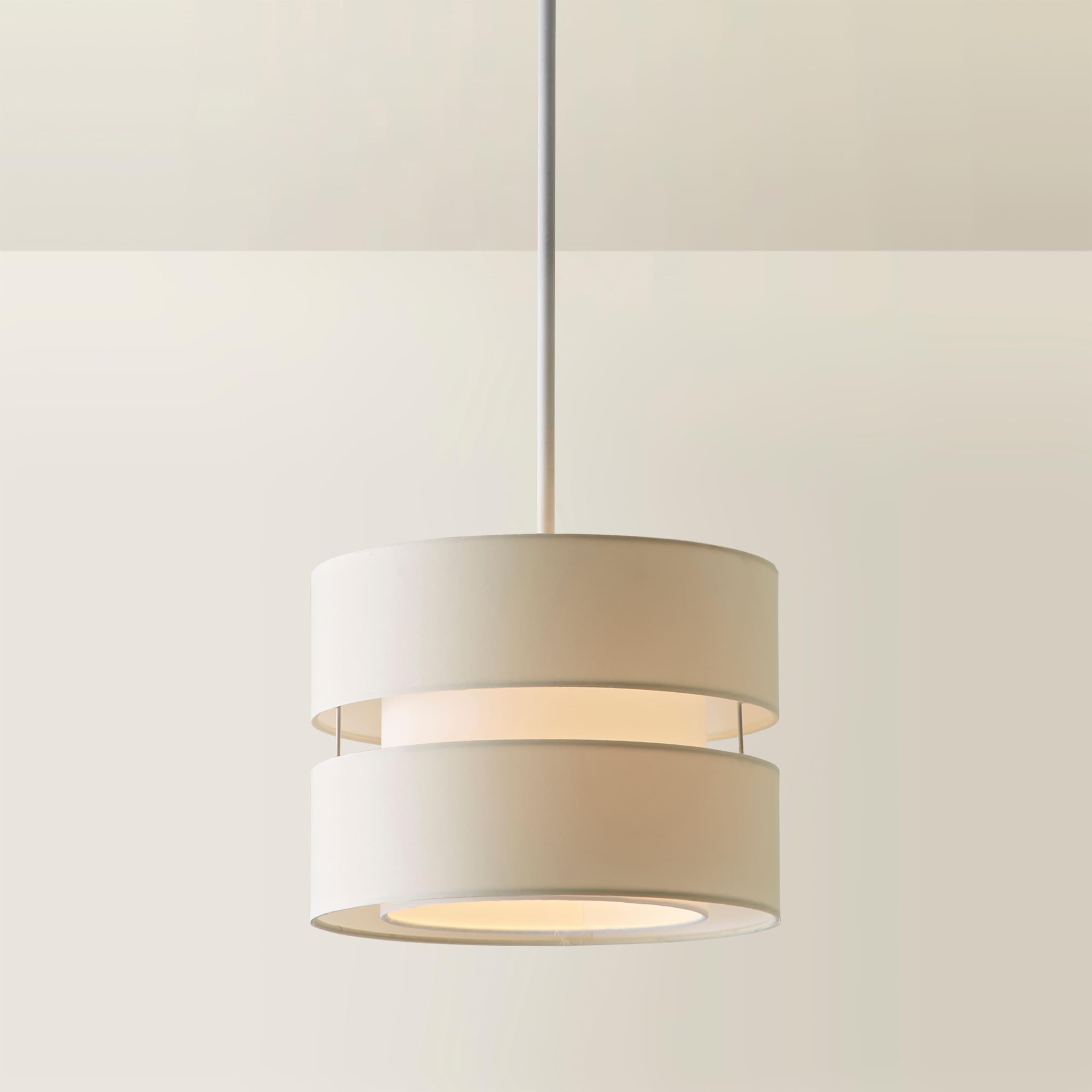 MiniSun | Modern 2 Tier Ceiling Light Shade in a Cream Finish | Pendant Lights, Home Décor & Improvement Essential | 260mm Shade Width