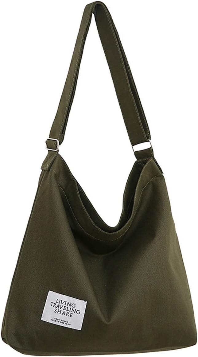 Women's Retro Large Size Canvas Shoulder Bag Hobo Crossbody Handbag Casual Tote