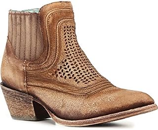 Corral Ld Sand Laser Ankle Boot Round Toe ,Size 7
