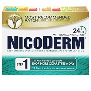 Nicoderm Step 1 Clear Patches, Quit Smoking and Smoking Cessation Aid, 21 mg of Nicotine/Day, 14 Count