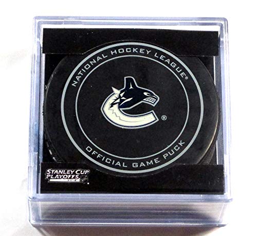 2015 Stanley Cup Playoffs Vancouver Canucks NHL Official Game Puck New in Cube