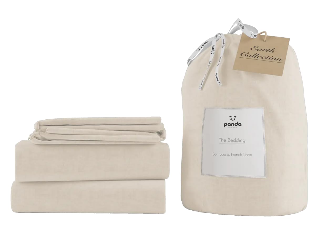 Panda Bamboo & French Linen Complete Bedding Set | UK Single - Natural — image 1