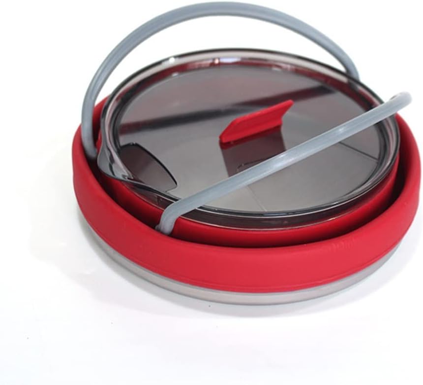 Outdoor Red and Green Travel Portable Heating Tea Coffee Rice Cooker Lightweight Silicone Folding Kettle with Handle(Black)