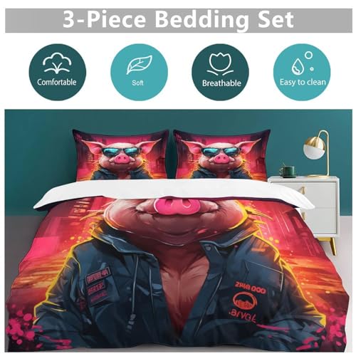 Housse de couette cochon en microfibre premium douce et durable - 6