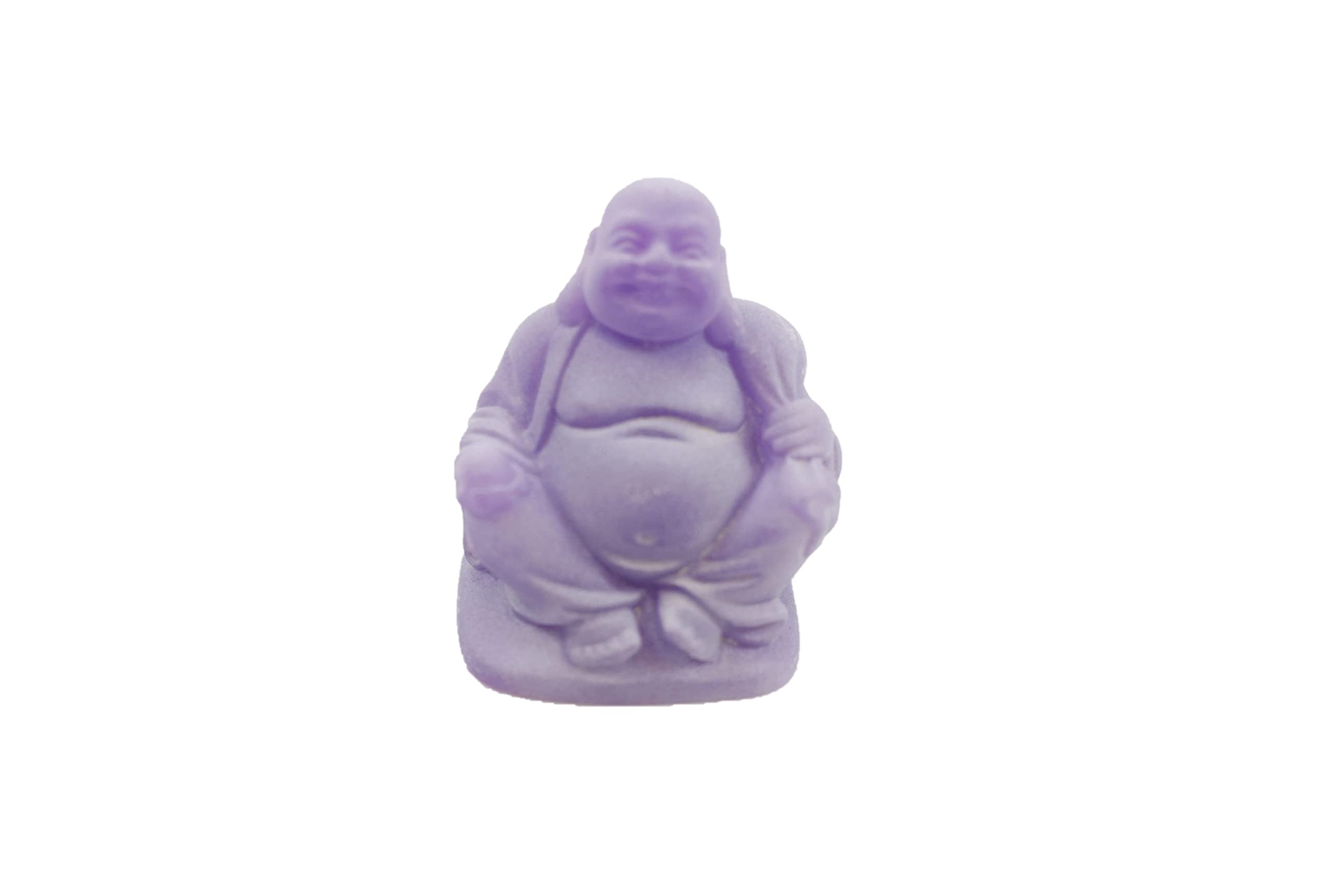 Feng Shui - Juego de 6 figuras de Buda morada de 3 pulgadas, color marfil, cara feliz que brilla en la oscuridad, estatua de cristal verde, piedra preciosa tallada riqueza y buena suerte