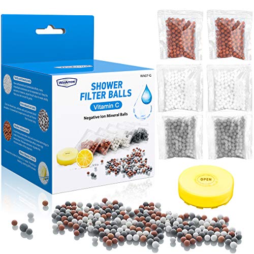 WinArrow Minérale Balles, 6 Pack Pommeau Douche à Main Remplacement Ions Négatifs avec la Vitamine C Bloquer Éliminer le Chlore et Eau Dure pour Pomme Douche Pierre Bioactive de Remplacement