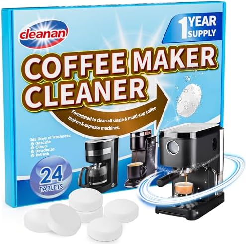 Coffee Maker Cleaner and Descaler Tablets - 24 Pack, Removes Limescale, Deep Cleans, Enhances Coffee Taste, Extends Machine Lifespan, Compatible with All Brands and Types of Coffee Makers