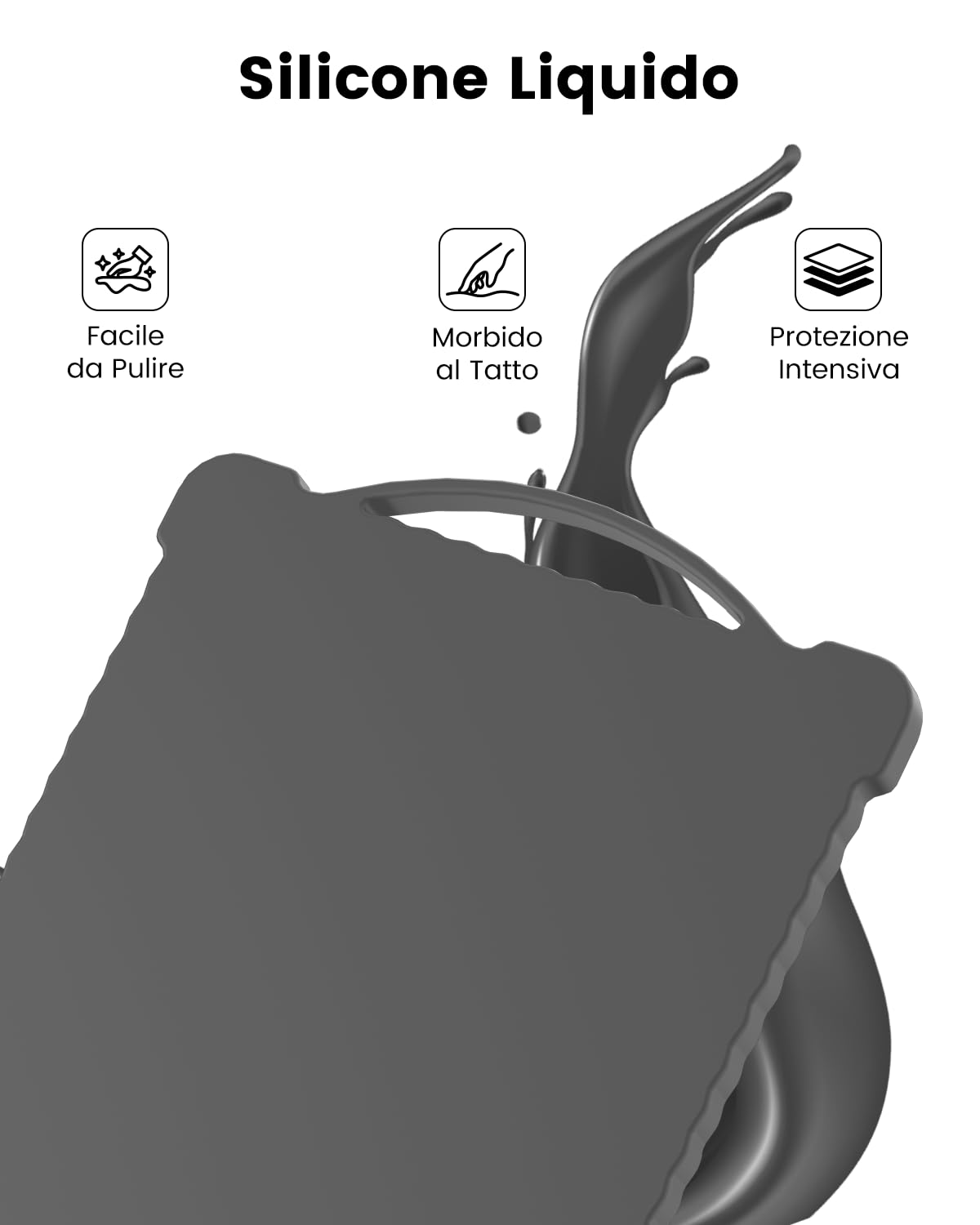 Mwin Starlink Mini Cover - Custodia Protettiva In Silicone Liquido con Maniglia Ergonomica, Copertura Completa Anti-graffio, Design Modaiolo con Bordi Ondulati per Accessori Starlink Mini (Grigio)