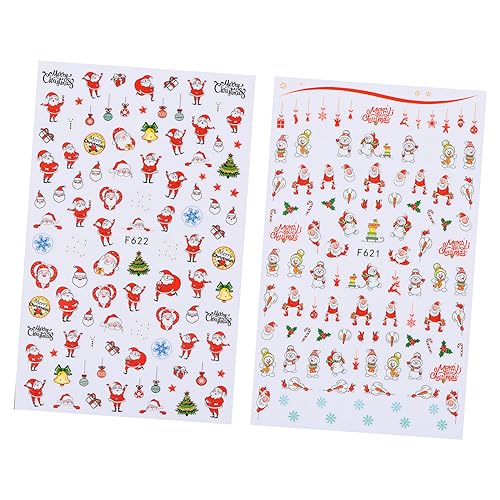 Healvian 6 Hojas pegatinas navideñas para uñas calcomanías navideñas para uñas calcomanías de uñas de manicura de navidad pegatinas navideñas uñas Decoración de uñas navideñas
