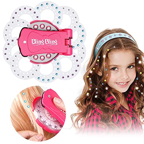 Hair Bedazzler Kit, kit Bedazzler para el Cabello con 180 Gemas para el Cabello, Juguete de Perforación con Purpurina, Juguete de Perforación con Purpurina Brillante para el Cabello para Niñas Cover