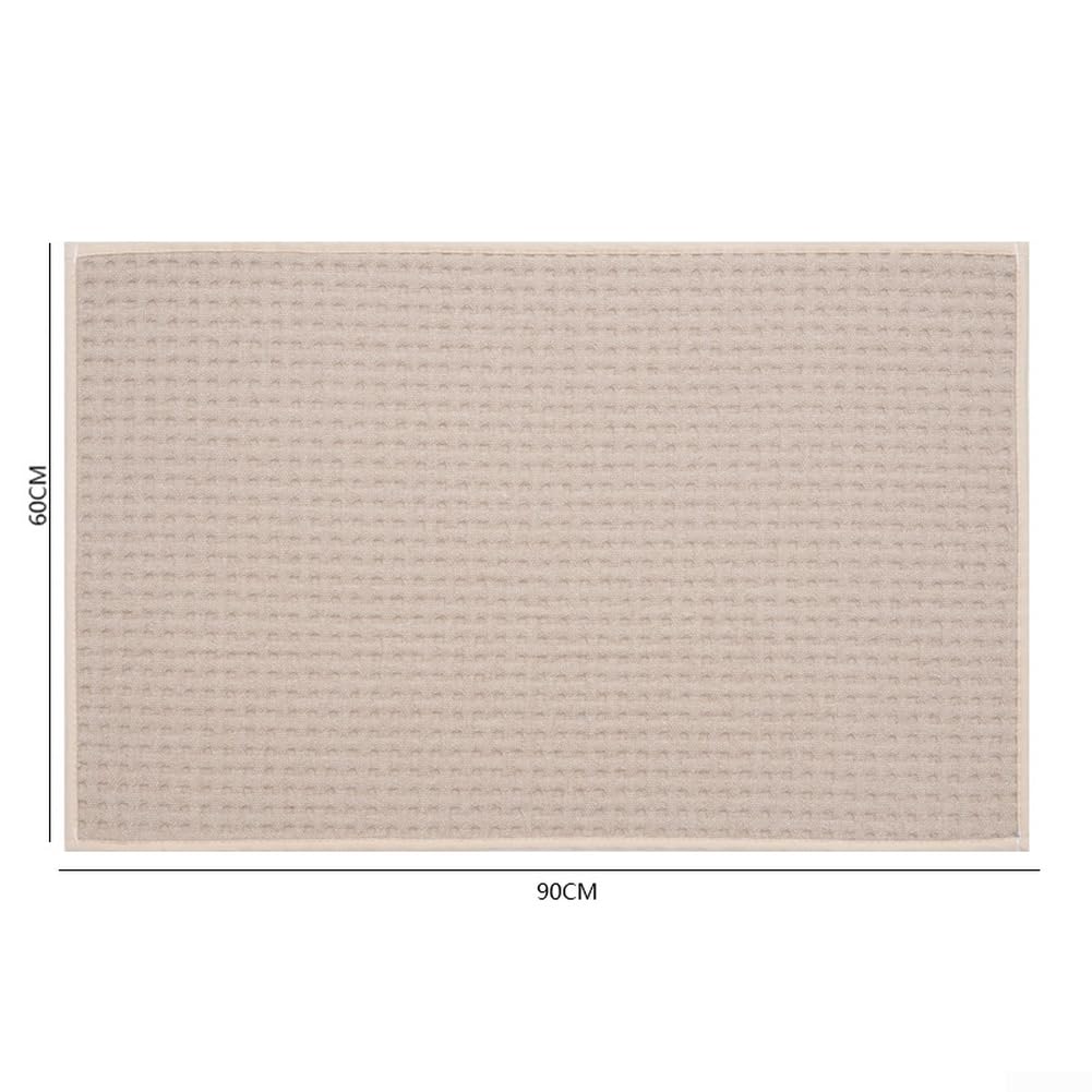 Alfombra cuadrada de fibra de poliéster, alfombrilla de baño antideslizante para baño con tono amarillo claro y confiable para el uso diario (60x90cm marrón)