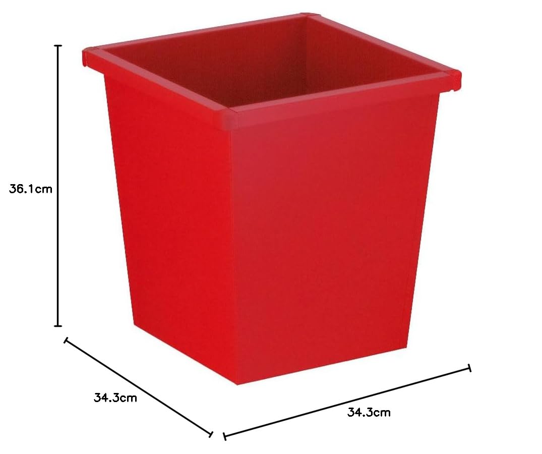PROREGAL Viereckiger Papierkorb aus Metall mit Stoßecken aus Kunststoff | 27 Liter, HxBxT 36,1x34,2x34,3 | Rot