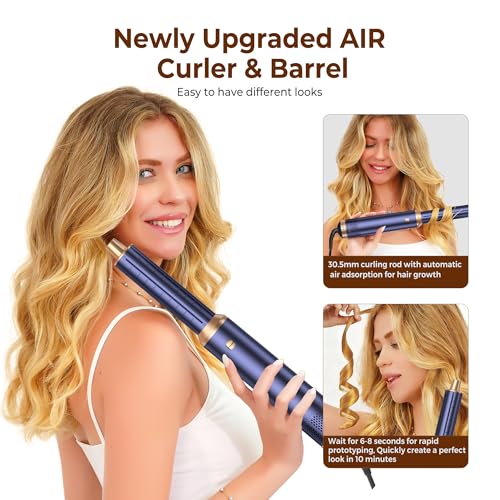 Image of 5 in 1 Blow Dryer Brush Set, Detachable Hot Air Styler & Hair Dryer Brush for Women, Blowout Brush with Auto Wrap Curling Iron, Smoothing Brush & Round Brush Volumizer for All Hair Types