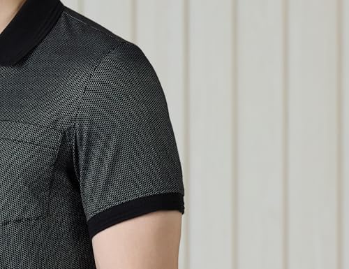 Image of Amazon Brand - Symbol Men Regular Fit Textured Jacquard Polo| Half Sleeves | Available in Plus Size