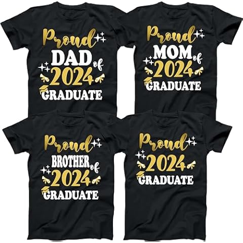 Graduation Class 2024 Gold Family Proud MOM DAD Graduate Tees Custom T-Shirt. Cover