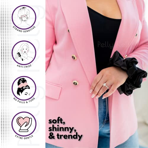 Image of Satin Scrunchies Hair Bands for Women | No-Damage Elastic Hair Ties for Ponytails & Buns | Fluffy & Stylish Rubber Bands | Extra Large Size | Pack of 5