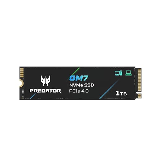 acer Predator GM7 1TB SSD: M.2 2280 PCIe Gen 4 x4 NVMe 2.0, Read Speed Up to 7400 MB/s, Internal PC Solid State Drive for Laptop, Desktop and PS5