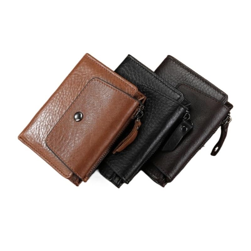 Men's wallet Men Wallet Slim Wallet Top Layer Cowhide Business Vintage Wallets for Father，Husband(D)2