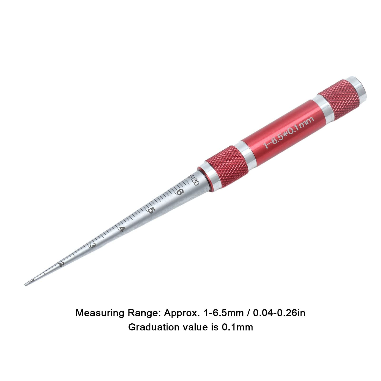 Calibrador de Apertura 1‑6,5mm Regla de Orificio Medidor Cónico Agujero Interior de Acero Inoxidable Calibre de Apertura Cónica Herramienta de Medición de Diámetro