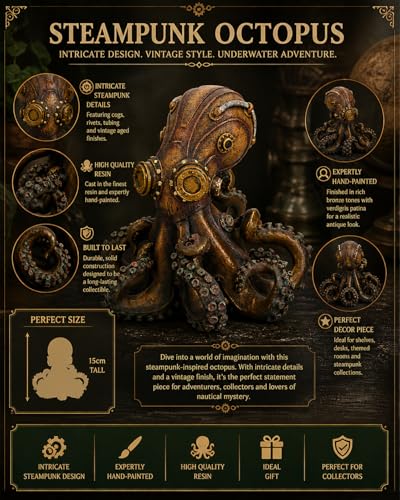 Statuette pieuvre style steampunk en bronze Nemesis Now objet d'art de collection - 5