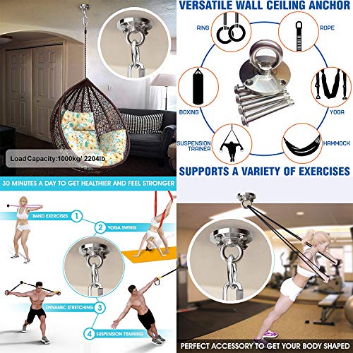 Kovas Gymnastic Rings Adjustable Straps with SUS304 Stainless Steel Ring Mounts,Gymnastic Rings for Full Body Strength and Muscular Bodyweight Training,2 Stainless Steel Heavy Duty Universal Hangers