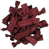 Hair Ties 20 Elastics Ponytail Holder Set No Crease Ribbon Bands (Maroon)