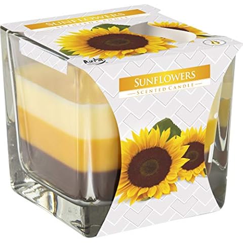BISPOL Tri Colour Scented Candle with Sunflower Aroma Cover