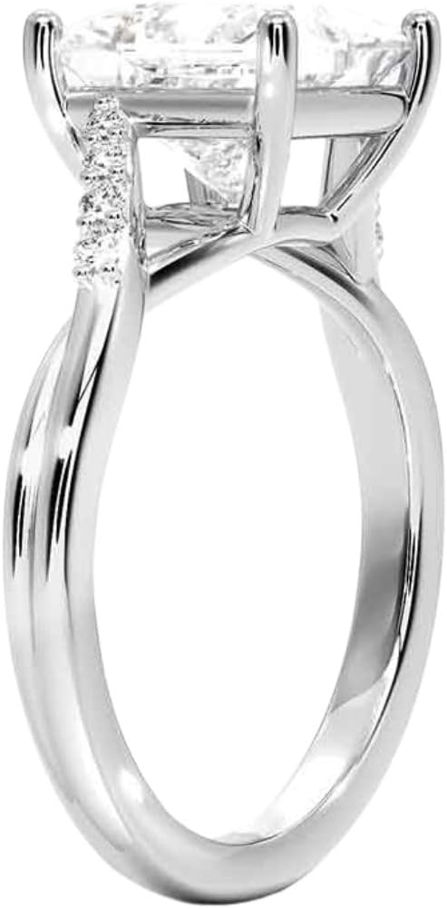 DAJEWELS 1 to 3 CT Oval Moissanite Twisted Engagement Ring For Women Solitaire Pave Setting 925 Silver or 10K 14K 18K Solid Gold Handmade for Wedding Proposal Anniversary