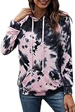 Manydress Women's Long Sleeve Sweatshirt Casual Lightweight Tie Dye Pullover Top Drawstring Hoodies...