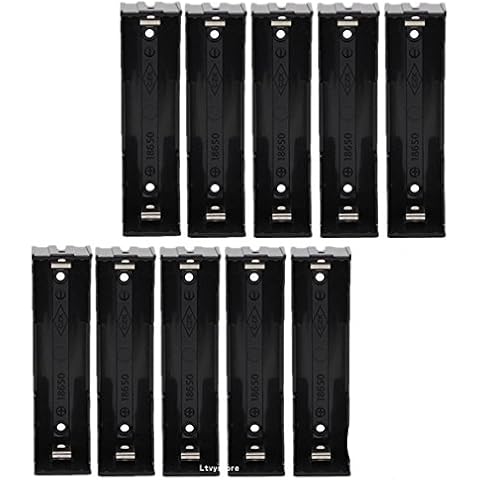 18650 Battery Case Holder, 10 Pcs 1 Slots x 3.7V DIY Battery Storage Box, in Parallel Black Plastic Batteries Case with Pin for Soldering 1 x 18650, by Ltvystore Cover
