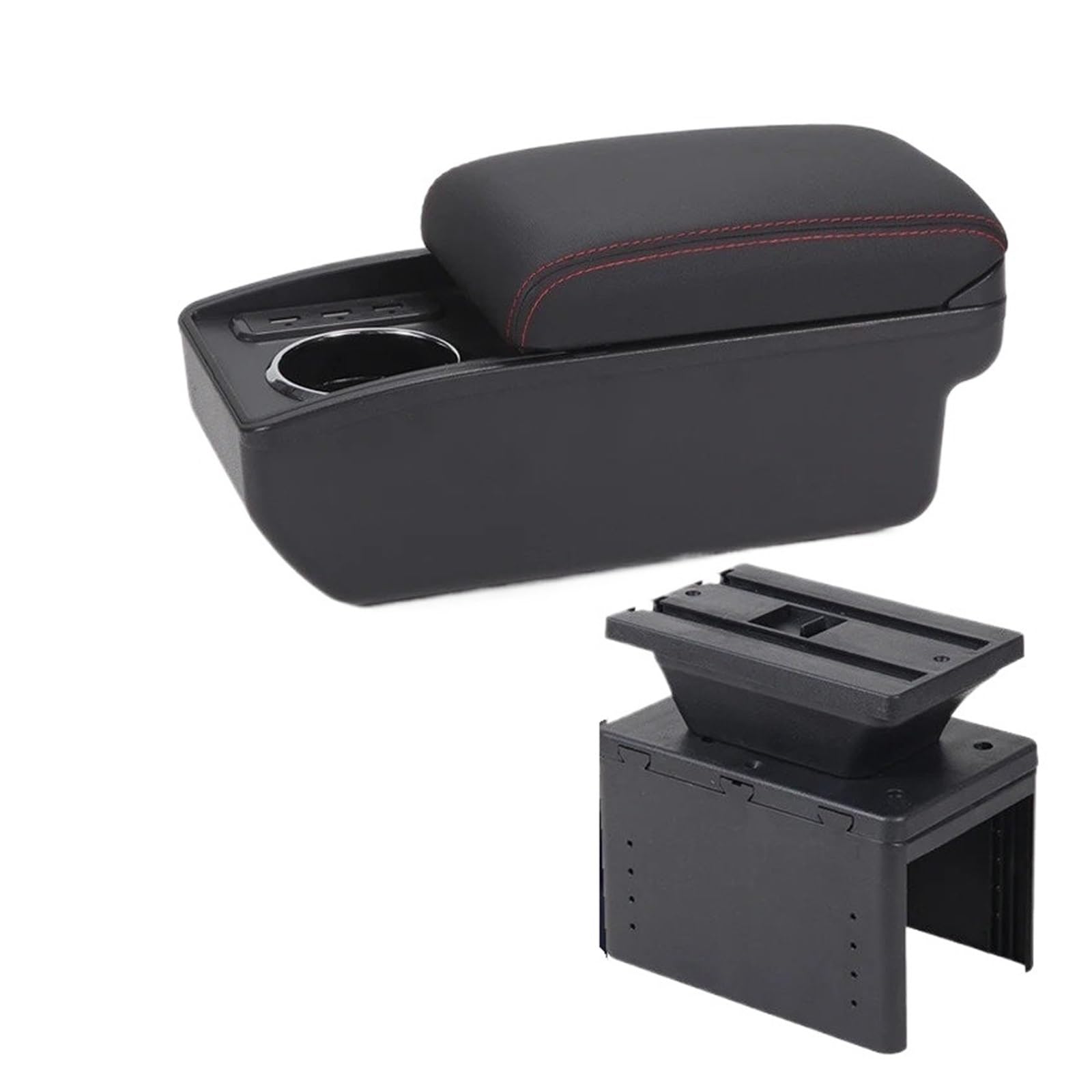 Hguvsjd Armrest Box For Hyundai I20 2021 2022 2023 2024 Armrest Interior Parts Center Console Storage Box Car Armrests(B Black red 6USB)
