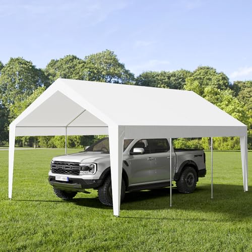 Garvee Carport, 10 ft x20 ft Extra Large Heavy Duty Carport, Portable Heavy Duty Garage Shelter with 8 Legs, Garage Tent for Car, Truck, SUV, Car Cano