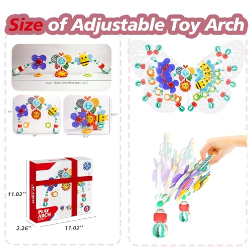 Baby Activity Arch Toy Bar for Stroller, Bassinets and Car Seat, Adjustable Crib Toys Hanging Attachment, Sensory Development Toys with Rattles - Image 3