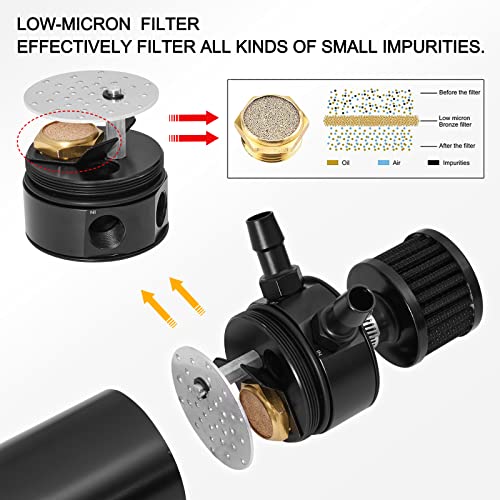 Temsone YX1015 Universal 2 Port Aluminum 750Ml Baffled Oil Catch Can Reservoir Tank thumb #4