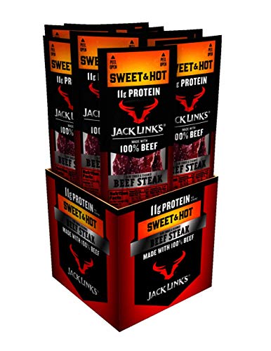 Jack Link's Premium Cuts Beef Steak, Sweet & Hot – Protein Snacks, Meat Snack with 11g of Protein, Made with 100% Beef, Individually Wrapped Bulk Snack Pack, Keto & Paleo Diet Ready – 1 Oz. (12 Count)