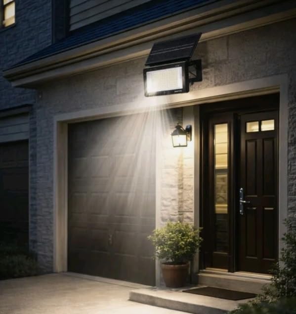 myself 21 SHOP® Faro Pieghevole 400W A Led Smd Con Pannello Solare E Sensore Crepuscolare Super Slim per Illuminazione Giardino, Casa, Negozio